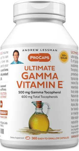 Miniatura 10 de ANDREW LESSMAN Ultimate Gamma Vitamin E 180 cápsulas blandas - 500 mg de tocoferol gamma, vitamina E protectora. Cuatro formas de alta potencia
