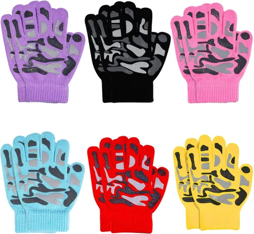 Miniatura 76 de Hicdaw 6 pares de guantes de invierno para niños, guantes de punto elásticos y cálidos para niños o niñas