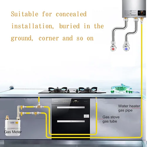 Miniatura 3 de Tubería de Gas Flexible de Acero Inoxidable CSST de 70 pies 3/4'' Antiagrietamiento Utilizada para Equipos de Gas Natural Propano con 2 Conectores