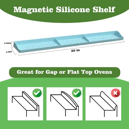 Miniatura 2 de Estante superior magnético de silicona de 30 pulgadas para cocina, organizador de especias magnético fuerte resistente al calor para horno sobre