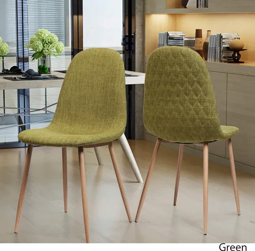 Miniatura 4 de Great Deal Furniture Camden - Sillas de comedor de tela verde de mediados de siglo con patas de madera de nogal claro (juego de 2), (303204)