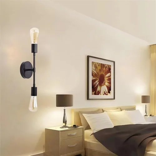 Miniatura 7 de Lámpara de pared industrial retro con 2 luces para espejo de tocador, apliques dobles para cocina, sala de estar, dormitorio, E27 Lampara Pared