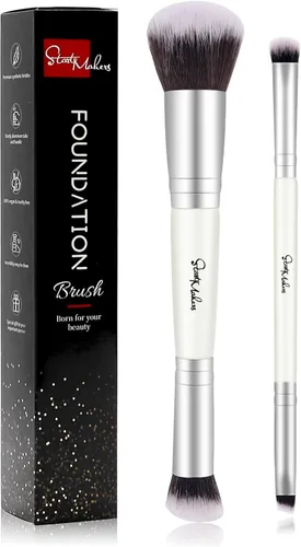 Miniatura 7 de START MAKERS - Brochas de maquillaje de doble punta para base, 2 en 1, cepillo corrector para cara, cejas, sombra de ojos, para líquidos, polvos