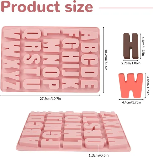 Miniatura 2 de 1 molde de silicona con letras del alfabeto de chocolate con 26 cavidades, moldes de letras para chocolate, dulces, pasteles, galletas, gran