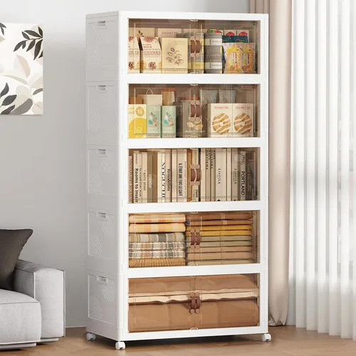 Miniatura 22 de SAILUN 321QT/80Gal Contenedores de almacenamiento apilables con tapa, contenedores de almacenamiento plegables con puertas, armario plegable