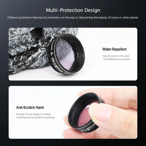Miniatura 3 de Astromania Filtro de luna para telescopio de 1.25 pulgadas, filtro Moon Skyglow reduce el deslumbramiento de la luna y mejora el detalle del cráter