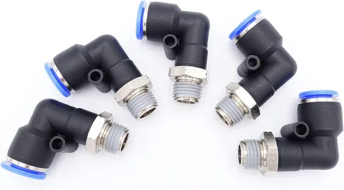 Miniatura 8 de Empuje para conectar conexión de tubo de 1/4" OD x 1/8" rosca NPT macho, codo neumático macho de aire línea de agua de aire de 90 grados codo
