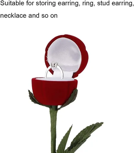 Miniatura 6 de Niiyen Red Rose Rings Box Fashion Rose Flower Shape Wedding Rings Storage Box Necklace Earrings Personalized Innovative Packaging Box