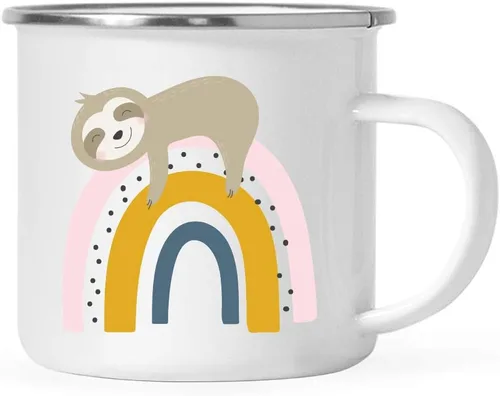 Miniatura 9 de Andaz Press Taza de chocolate caliente de acero inoxidable para niños, 11 onzas, perezoso arcoíris azul, paquete de 1, para niños, ideas