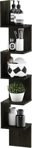 Miniatura 11 de Furinno Rossi - Estantes flotantes de esquina para pared, estante de pared cuadrado de esquina de 5 niveles, estante flotante radial en forma de S