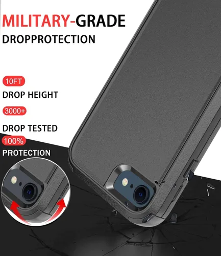 Miniatura 2 de Diverbox Funda diseñada para iPhone SE con protector de pantalla, resistente a los golpes, resistente a los golpes, para Apple iPhone se Phone Negro