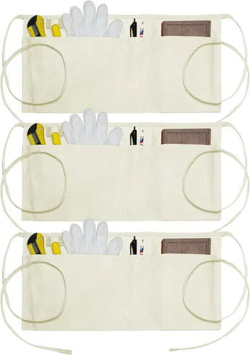 Miniatura 7 de Canvas Work Waist Apron with 3 Pocket 1 paquete de delantal utilitario de cintura negra