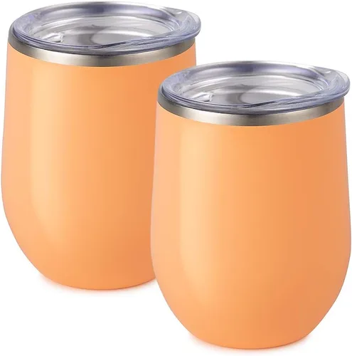 Miniatura 54 de Maars Bev - Vaso de vino de acero inoxidable sin tallo con tapa, aislado al vacío de 12 onzas, a prueba de derrames, apto para viajes, vasos midnight
