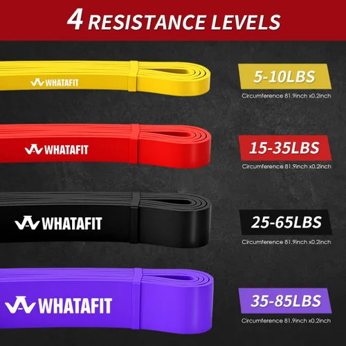 Miniatura 3 de WHATAFIT Resistance Bands,Pull Up Assist Bands Set with Handles, Exercise & Workout Bands with Door Anchor for Men & Women – Home Fitness Equipment