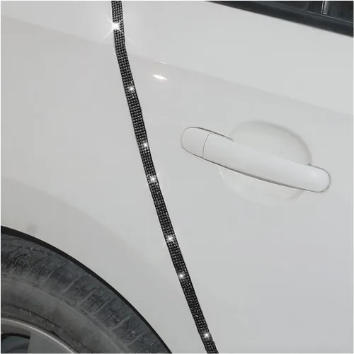 Miniatura 8 de 2 protectores de entrada para el borde de la puerta del automóvil, adhesivo anticolisión brillante, tira protectora para el umbral de la puerta