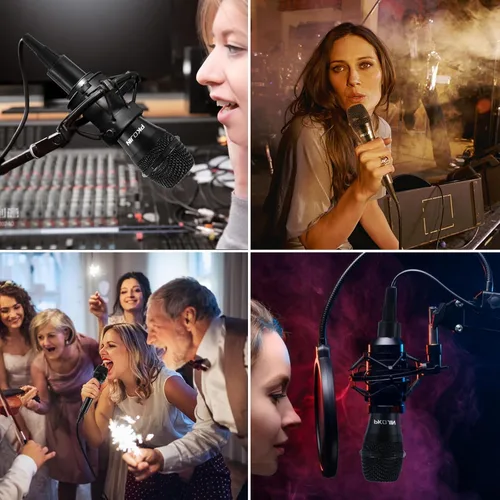 Miniatura 6 de Micrófono de karaoke dinámico para cantar, micrófono vocal con cable para karaoke, micrófono de mano con cable de 10 pies, micrófonos para altavoz