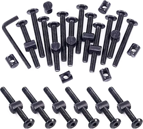 Miniatura 18 de Swpeet 25 tornillos de cabeza hexagonal M6 de 3.150 in, color negro, para cuna, cuna y tuercas de barril con 1 llave Allen, perfecta para muebles