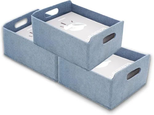 Miniatura 14 de Welaxy Cestas de almacenamiento plegables de fieltro, cubos de almacenamiento para estantes, caja de fieltro para niños, juguetes, revistas, libros