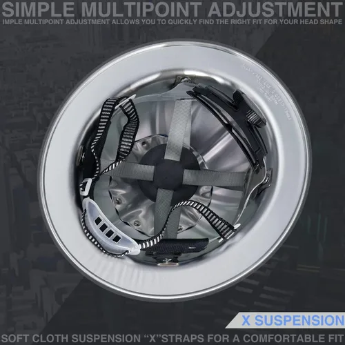 Miniatura 3 de Casco de seguridad de aluminio con suspensiones de trinquete, gorra de seguridad plateada, talla única, se adapta a la mayoría