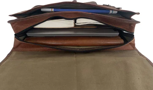 Miniatura 2 de Maletín de cuero para hombres de 18 pulgadas para computadora portátil, bolsa de mensajero para oficina, bolsa de computadora para hombres y mujeres