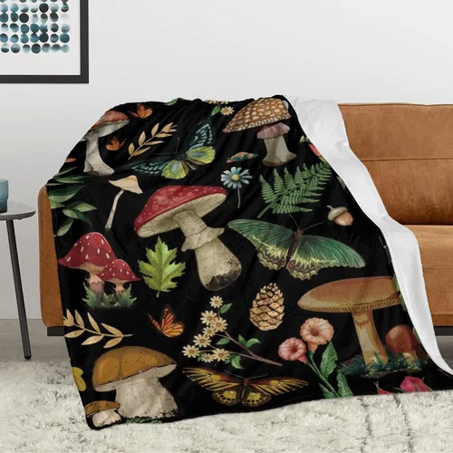 Miniatura 7 de Manta de hongo, regalos para mujeres, manta de franela de vellón suave y acogedora para todas las estaciones, para sofá, sillón, manta de decoración