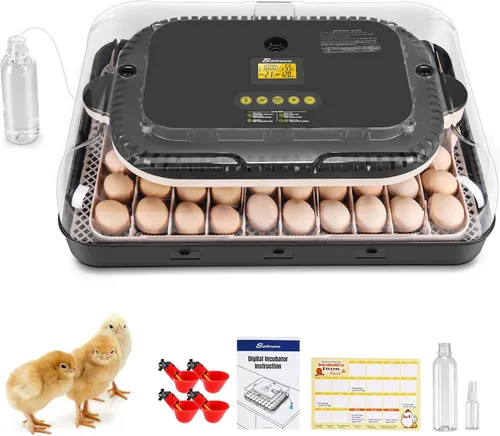 Sailnovo Incubadora de 70 huevos para incubar huevos con giro automático de huevos y humidificación automática, control de temperatura, vela de