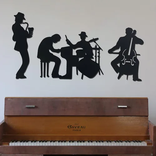 Miniatura 4 de J-Fly Decoraciones de baño para sala de estar, decoración occidental, música, metal, San Valentín, arte de pared, jazz, tema musical, saxofón