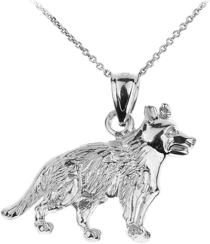 Claddagh Gold Collar con colgante de perro de pastor alemán K9 de plata de ley 925 pulida