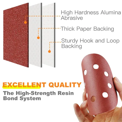 Miniatura 4 de 150 PCS Discos de Lijado de 5 Pulgadas, Almohadillas Premium para Lijadora Orbital en 9 Granos Diferentes - 40 80 120 180 240 320 400 600 800 Grano