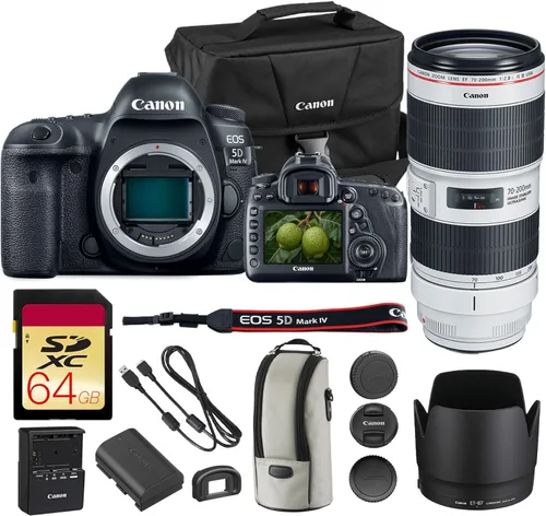 Canon Cámara DSLR EOS 5D Mark IV de 30.4 MP de marco completo con video 4K, AF de doble píxel, Wi-Fi, GPS, cámara de fotografía profesional para
