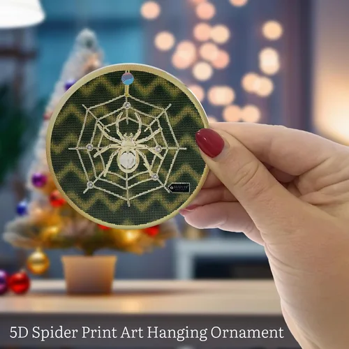 Miniatura 5 de Matashi Adorno artístico con estampado de araña 5D, adornos colgantes de araña de la suerte para decoración del árbol de Navidad, con historia