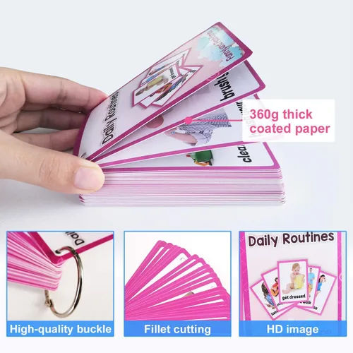 Miniatura 4 de 45 unids/set de rutinas diarias regalos para niños tarjetas flash inglés tarjeta de bolsillo educativo aprendizaje bebé juguetes para niños