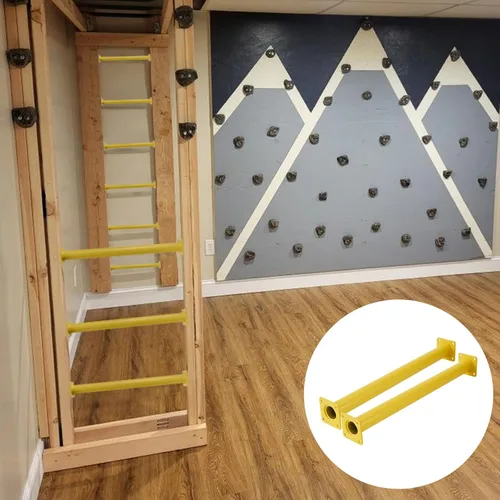 Miniatura 7 de Juego de 6 barras de mono para patio trasero, peldaños de escalera de acero para exteriores, asas de escalada de seguridad, 16.5 pulgadas