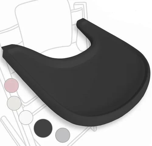 Miniatura 16 de Mesa para silla alta compatible con silla Stokke Tripp Trapp con potente superficie de succión suave, negro brillante, libre de BPA, fácil