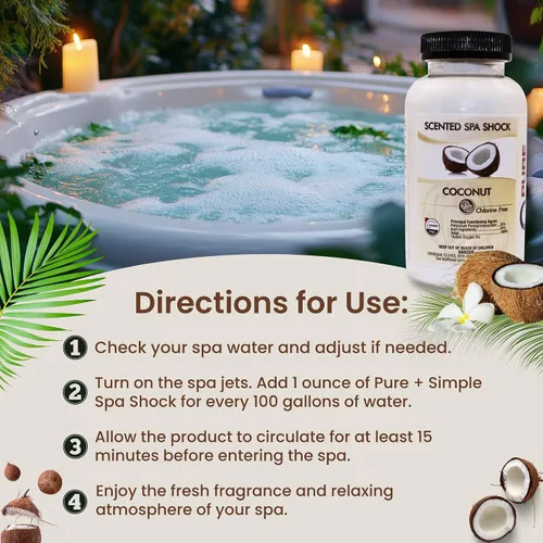Miniatura 6 de Coconut Aromatherapy Spa Shock para jacuzzis y spas Tratamiento de choque oxidante sin cloro para jacuzzis Compatible con tabletas de bromo
