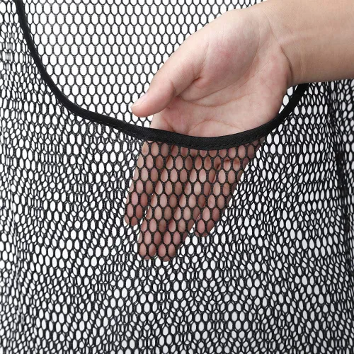 Miniatura 6 de Bolsa de malla para colgar en la puerta, cesta pequeña de lavandería para ahorrar espacio, cesta de ropa sucia con colgador de metal giratorio