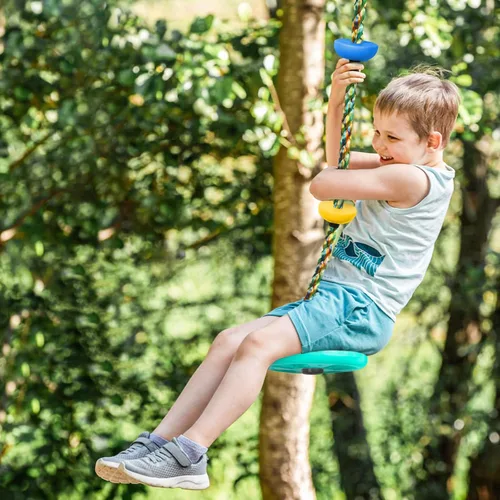 Miniatura 7 de Tree Swing for Kids,Heavy Duty Single Disc Seat Climbing Rope Set with Hanging Strap and Platform Carabiners for Backyard Treehouse and Outdoor