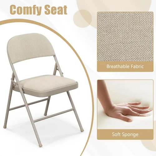 Miniatura 4 de GOFLAME Paquete de 6 sillas plegables, juego de sillas de comedor de tela con asiento acolchado y marco de metal, asiento comercial tapizado