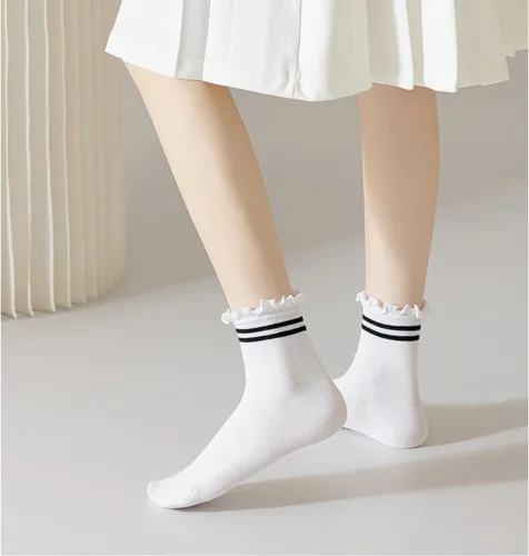 Miniatura 2 de Mcool Mary Womens Socks, Ruffle Turn-Cuff Casual Ankle Socks Breathable Cool Knit Cotton Lettuce Crew Frilly Sock 6 Pack