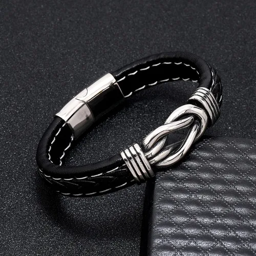 Miniatura 6 de Pulsera de cuero trenzado con texto en inglés To My ManSonTo My GrandsonUncleBrotherBoyfriends con texto en inglés To My ManSonTo My