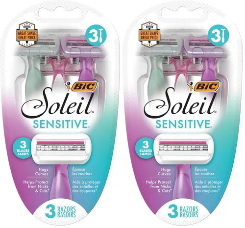 Miniatura 7 de BIC Soleil Sensitive - Maquinilla de afeitar desechable para mujer, 3 cuchillas con tira de humedad para un afeitado suave y sedoso, juego de 3