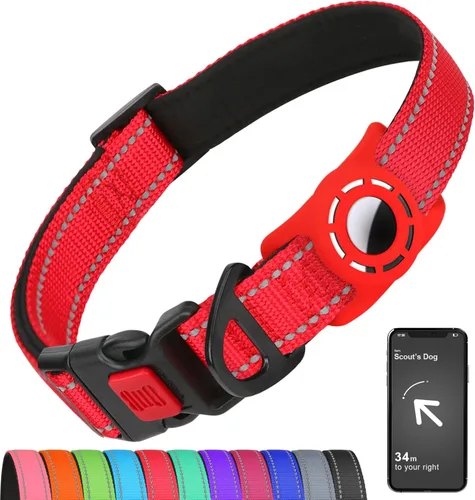 Miniatura 9 de AirTag - Collar de perro con soporte AirTag compatible con AirTag, acolchado suave reflectante, hebilla de bloqueo de seguridad, nailon ajustable