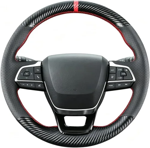Fundas de volante de fibra de carbono para Toyota Highlander SUV 2020-2025/Sienna Minivan 2021-2025 Coser cuero 15 pulgadas Accesorios interiores
