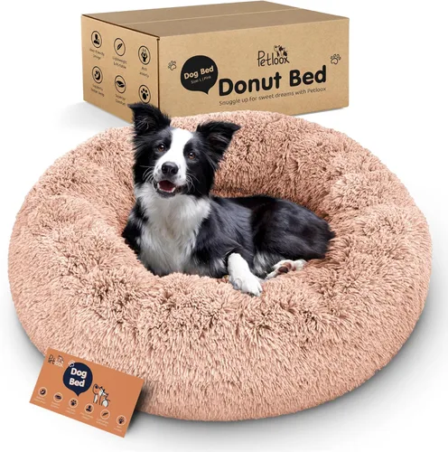 Miniatura 30 de Cama para perros con forma de dona, comodidad prémium para aliviar la ansiedad, diseño esponjoso y calmante con soporte ultra afelpado, acogedora