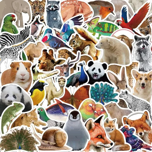 Calcomanías lindas de animales para niños y adolescentes, calcomanías de animales del zoológico, calcomanías realistas de animales para estudiantes,