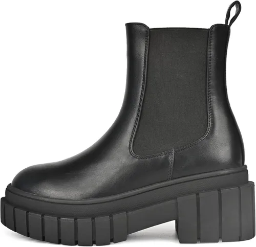 Miniatura 2 de READYSALTED Botas Chelsea de tacón bajo con plataforma y suela gruesa para mujer (HONGO1 & HUNCH1)