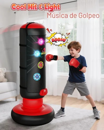 Miniatura 2 de HopeRock Punching Bag for Kids, Boxing Set with Scoring, Light, Music, 4 Game Modes, Inflatable Boxing Bag with Gloves, Birthday Gifts Toys for