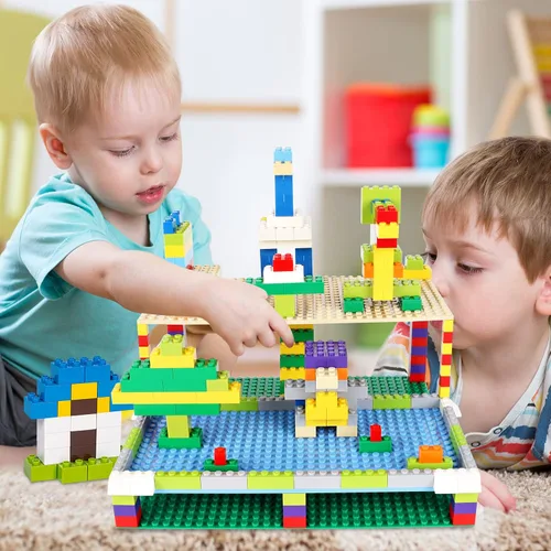 Miniatura 2 de Placas base clásicas compatibles con ladrillos y placas base, juego combinado de base de construcción de 10 x 10 pulgadas y 10 x 5 pulgadas, placas