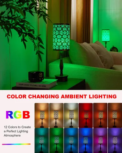Miniatura 4 de UMEXUS - Lámpara de mesa inalámbrica pequeña con bombilla recargable Remote Control Timer & Dimmer & RGB Color Changing, Antique Ambient lighting