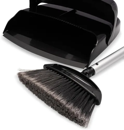 Miniatura 9 de Carlisle FoodService Products Duo-Pan - Juego de escoba y recogedor vertical con cabezal de escoba ajustable para limpieza de suelos, restaurantes